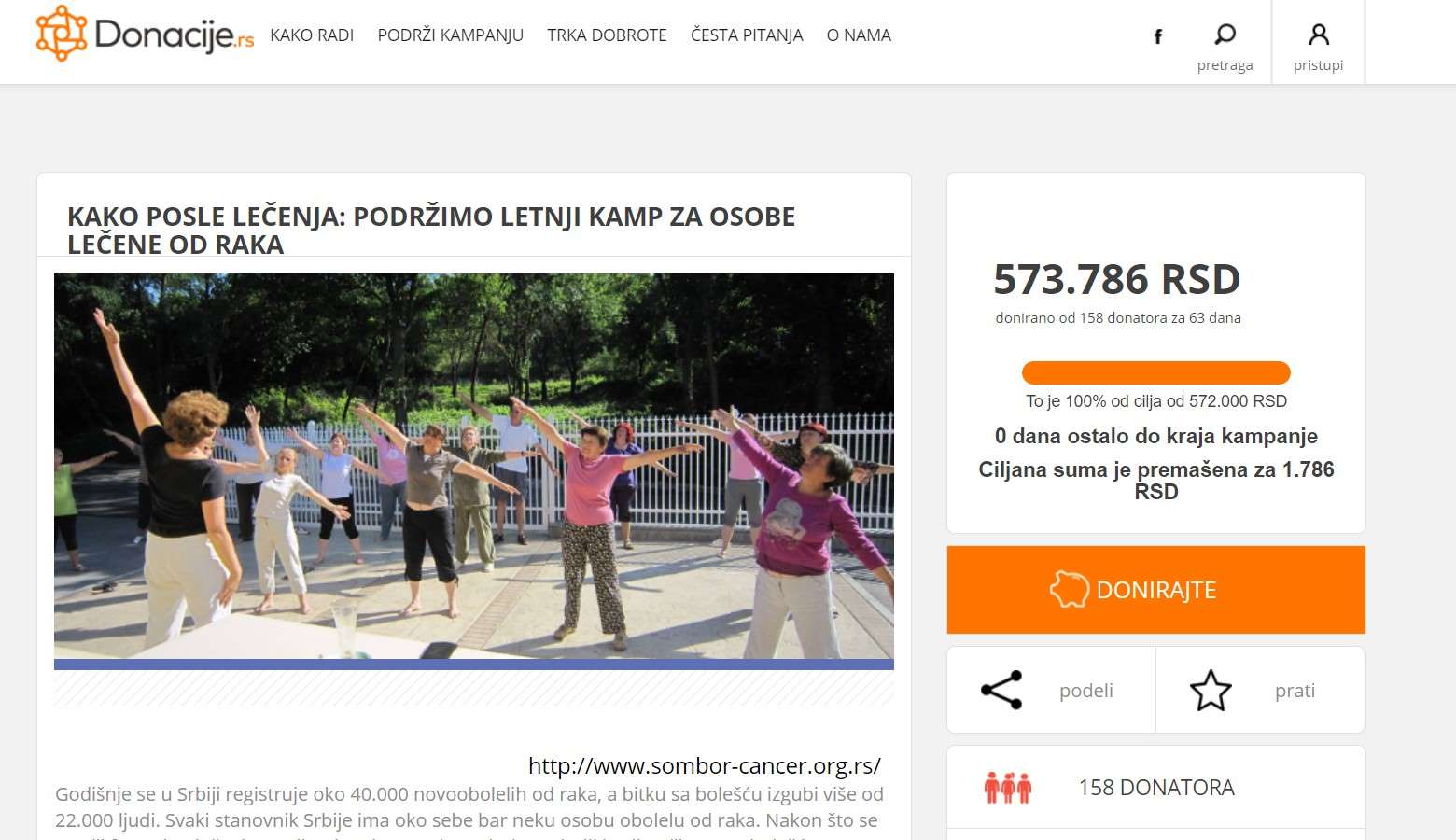 Prvi letnji kamp za osobe lečene od raka