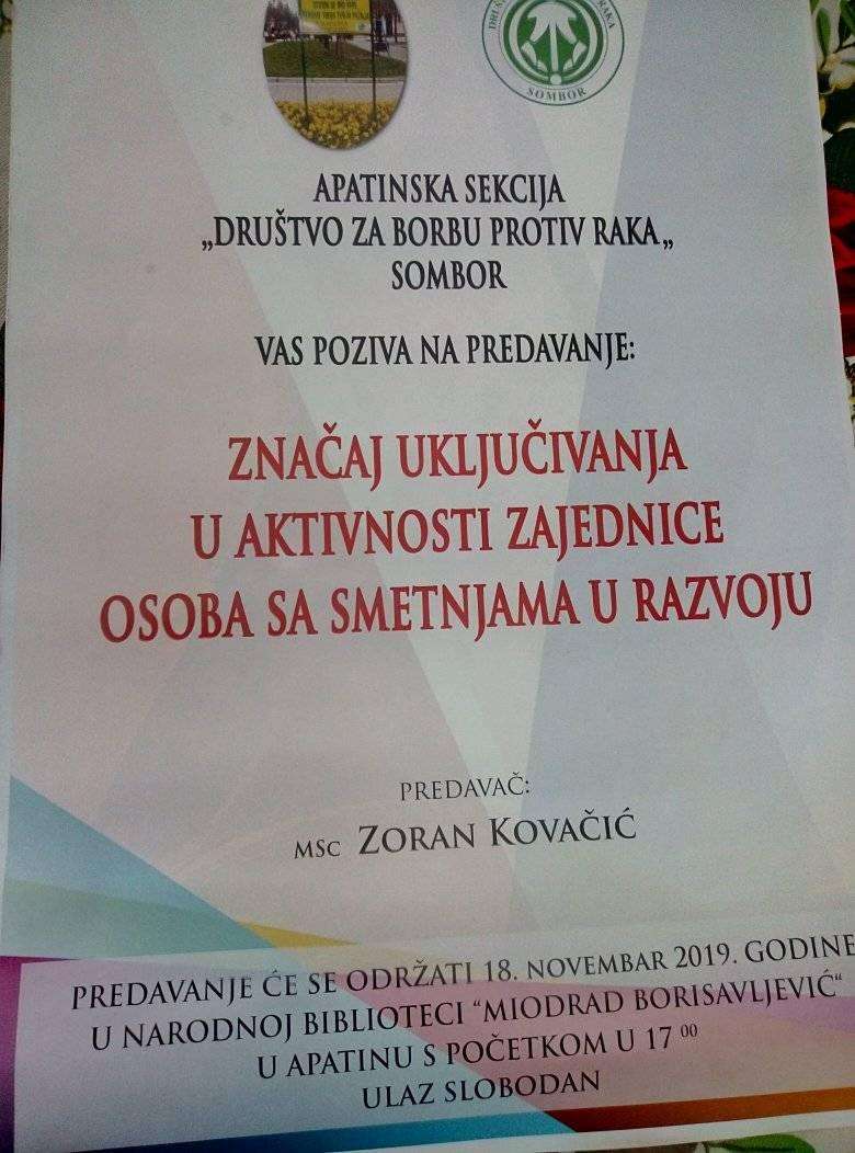 Novo predavanje u organizaciji Društva za borbu protiv raka u Somboru